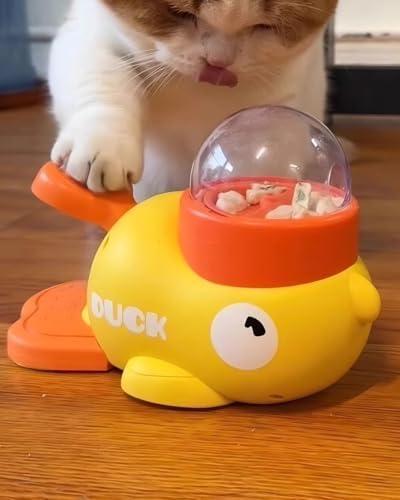 Cat Puzzle Treat Dispenser, Puzzle Feeder Dog Treat Dispenser Toy, Duck Pet Feeder, Slow Feeder Dog Bowls, 3 Sizes of Lids, Duck Treat Dispenser, IQ Training and Exercise for Cats and Dogs
