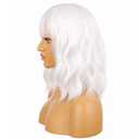 eNilecor White Wig,Short Bob Wig for Women, Curly Wavy Colored Wigs with Air Bangs, 14" Natural Looking Heat Resistant Synthetic Hiar Replacement Wigs for Party, Cosplay, Fun, Daily Wear