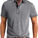 Men's Fashion Polo Shirts Short Sleeve Casual Cotton Golf Shirts Moisture Wicking Polo Shirt with Pocket (3X-Large, Light Grey)