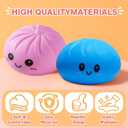 Dumpling Squishies, Glitter Dumpling, Glitter Dumplings Squishy with Box, Dumplings Sensory Squeeze Toy for Stress Relief Stretchy Desk Toys (Pink)