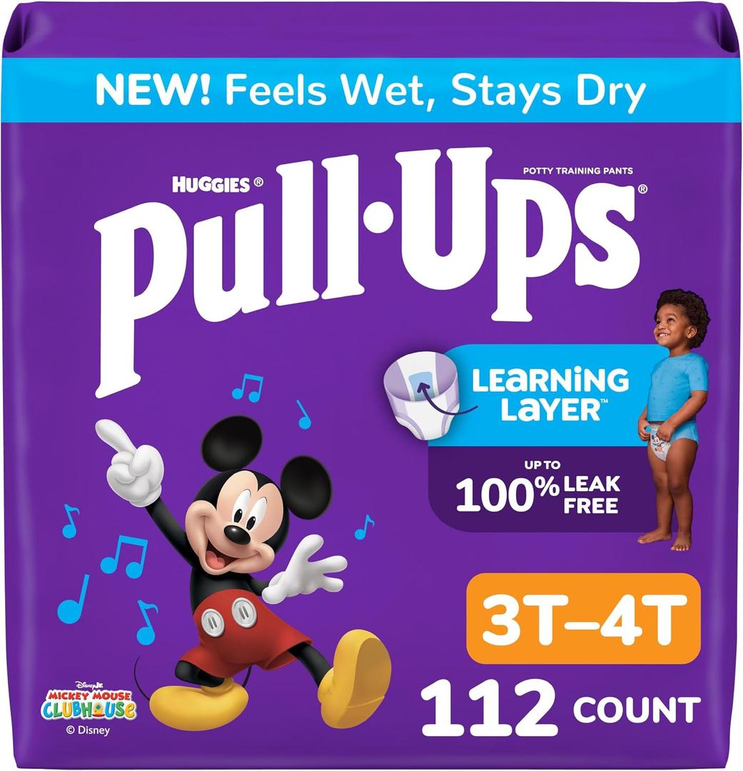 Pull-Ups Boys' Potty Training Pants, Size 3T-4T Training Underwear (32-40 lbs), 112 Count