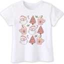 Toddler Boy Christmas Shirt for Girls Kids, Happy Xmas Tee, Santa Snowman Trees Dinosaur Reindeer Digger, 2-6T (3-4T, Tree and Cup-white)