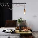 Arturesthome Wood Pendant Light Cord Kit with Switch, 5FT Vintage Industrial Hanging Light Plug in Lamp Cord with Twisted Nylon Rope Lights Socket E26 E27 for Farmhouse Lamp Cable Retro DIY (5FT)