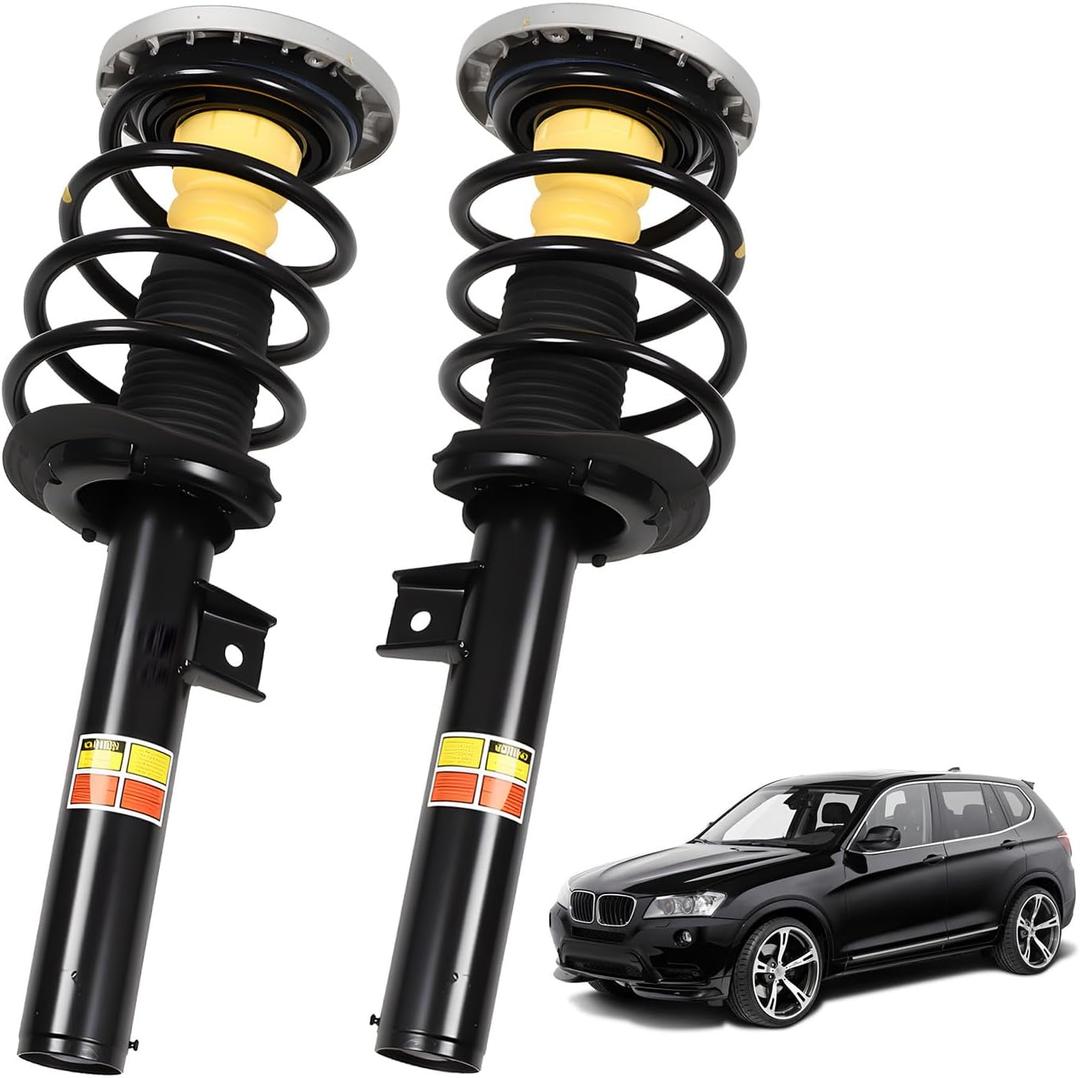 2pcs Front Shock Absorbers Assembly Compatible with F25 X3 2011-2017 F26 X4 2015-2018 xDrive28i xDrive35i 31316796315 31316796316 Left Right Suspension Struts and Coil Spring without EDC