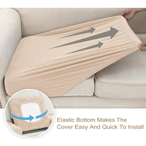 LA MEACK Couch Cushion Covers Seat Cushion Cover Stretch Couch Cover Separate Sectional Sofa Slipcovers Furniture Protector(Natural)  55" x 55'