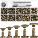 YORANYO 340 Sets Leather Rivets Kit Mixed Sizes Rivets for Leather Double Cap Rivets Studs for Clothing Fabric with Leather Crafting Rivet Tool for Repair Decorate Clothes Shoes Bags Belts (Bronze)