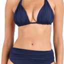 Island Goddess Rouched Halter Bikini Swimsuit Top, Size 4