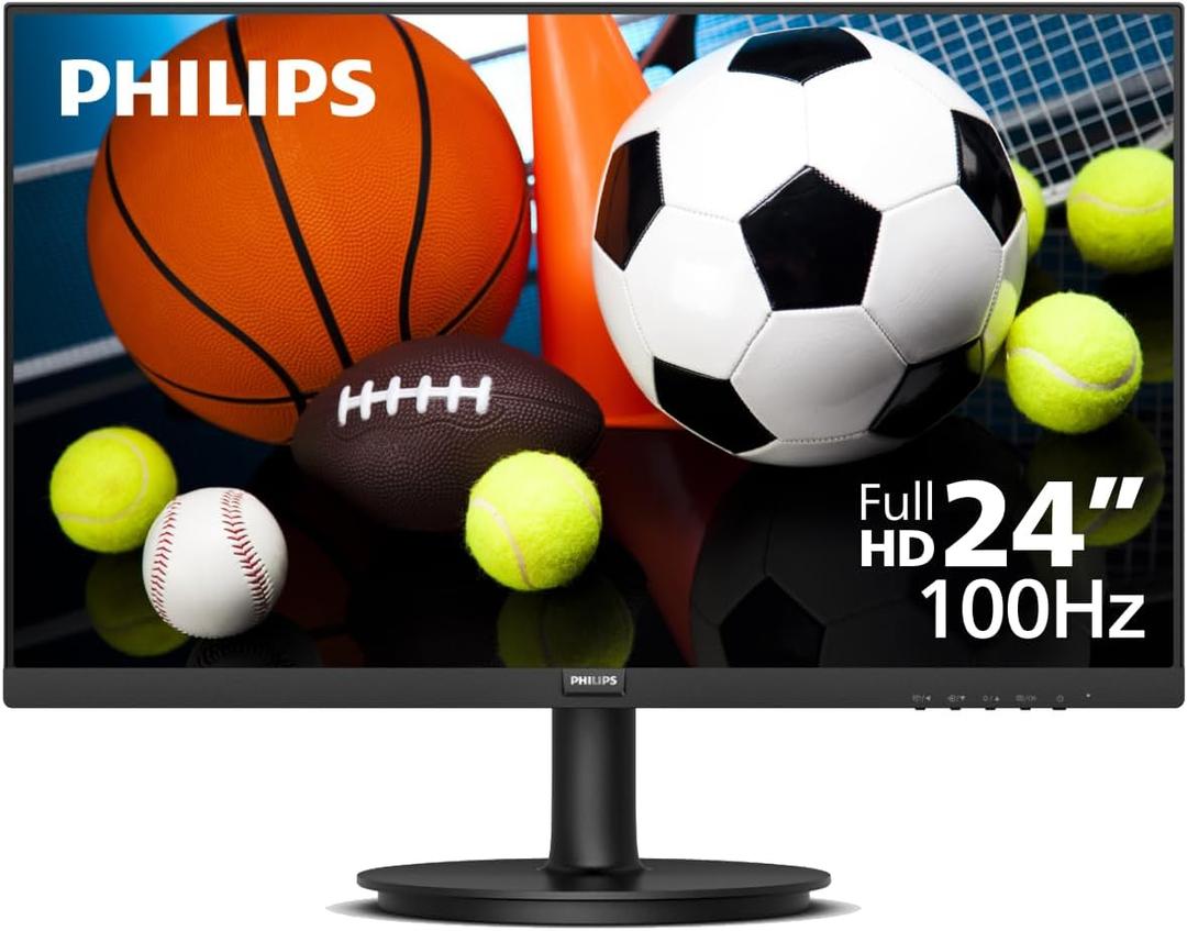 Philips 241V8LBS 24" (23.8") Full HD Monitor, 19201080, 100Hz, VA Panel, Adaptive-Sync, Flicker-Free, LowBlue Mode, HDMI & VGA, VESA Mount, Office Monitor