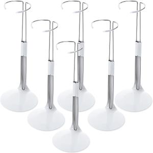 Yaocom 6 Pcs Adjustable Doll Stands for 12 Inch to 18 Inch Dolls Display Stand with Expandable Waist Wire Action Figure Display(White)