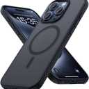 2 x Lamicall Magnetic Case for iPhone 15 Pro Max, for Magsafe - [Diamond Textured Anti-Slip Edge] [Military Grade Shockproof Protection] Translucent Hard Slim Magnet Protective Cover (Black)