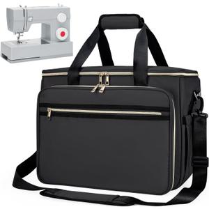 Anitor Sewing Machine Carrying Case with Removable Bottom Padding, Sewing Machine Bag Fits Most Standard Sewing Machines and Storage Sewing Accessories, for Singer, Brother, Janome, Black(Bag Only)