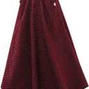 IDEALSANXUN Women’s Fall Winter High Waisted Wool Plaid A-line Long Skirt (Red, L)