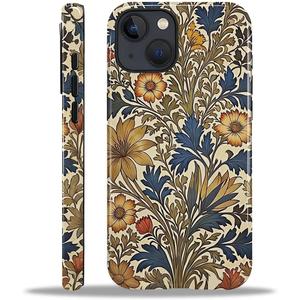 for iPhone 14/13 Case for Women Girl Men Boy, Compatible with MagSafe, Shockproof Soft Silicone & Hard PC Shell Protective Case for iPhone 14/13 - Vintage Botanical Floral Design