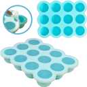 12x1.5oz Baby Food Freezer Tray with Clip Lid Light Green | Food Grade Silicone Storage Containers for Purees & Vegetables