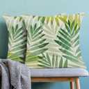 BETGINY Summer Outdoor Pillow Covers 18x18 Inch 2 Pcs, Tropical Olive Green Sage Green Palm Leaves Decorative Throw Pillows,Leaf Farmhouse Decor Pillowcase Linen Cushion Cover for Home Couch Sofa Bed