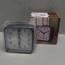 Peakeep Small Battery Operated Analog Travel Alarm Clock Silent No Ticking, Lighted on Demand and Snooze, Beep Sounds, Gentle Wake, Ascending Alarm, Easy Set (Black)