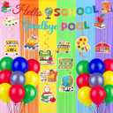 Welcome Back to School Decorations, Hello School Goodbye Pool Banner and Hanging Swirls Foil Fringe Curtain Balloons, First Day of School Classroom Home Party Decor Supplies