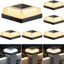 Brightever 4x4 Solar Post Cap Light 6-Pack, Fence Post Solar Lights with 3 Lighting Modes, Fits 4x4 3.5x3.5 Vinyl/Wood Posts, Black Solar Powered Waterproof Deck Post Lights for Garden Patio Porch