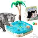 Migipaws 7-in-1 Interactive Cat Toy Motion Activated Indoor Playset with Automatic Pop Bounce Cat Ball, Feather Palm Tree Wand, Catnip Ball & Self-Grooming Cardboard House Rechargeable
