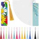 Tenare 30 Pieces Sublimation Blank Bookmarks Metal Heat Transfer Aluminum Bookmarks Bulk with Hole and Colorful Tassels for School Birthday Wedding DIY Projects and Gift Tag