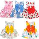 5 Pieces Dog Dresses Puppy Bowknot Luxury Princess Dress Floral Clothes Wedding Evening Dress Summer Outfits Tutu Skirt Cute Doggie Dress for Small Dog Girl 5 in 1 S (Blue + Green + Pink +Red + White)