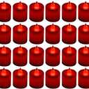 LANKER 24 Pack Flameless Led Tea Lights Candles, Flickering Red Battery Operated Electronic Fake Candles, Decorations for Wedding, Party, Christmas, Halloween (Red) 6 is missing