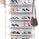 MUOU 10 Tier Shoe rack Hanging Shoe Storage the door shoe rack for Closet Pantry Over The Door Shoe Organizer Wall Floating Shelves (White, 10 Tier)