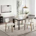 KISLOT Upholstered Dining Chairs Set of 4, Solid Wood Armless Kitchen Chairs with Soft Polyester Fabric, Modern Dining Room Seating, Linen