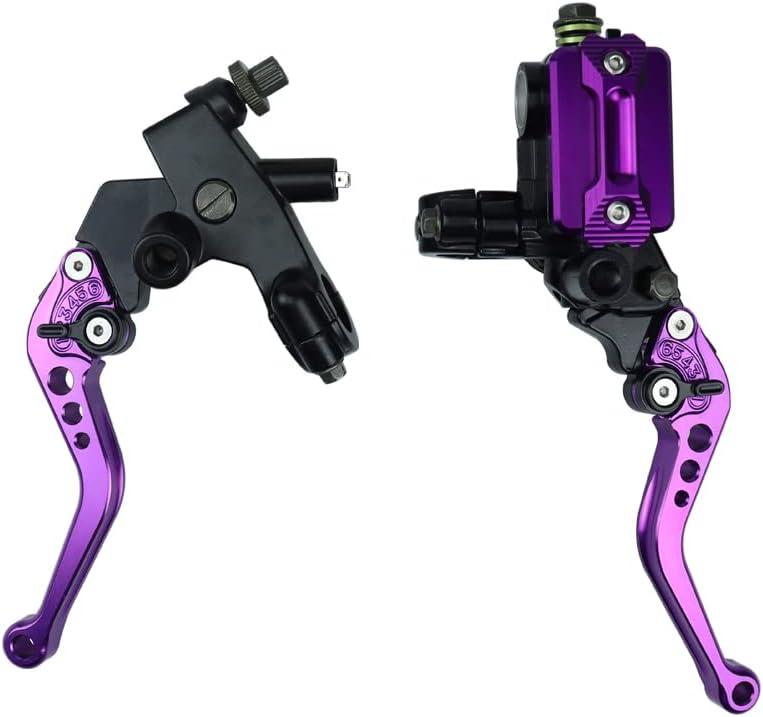 Universal Motorcycle 7/8" 22mm Brake Master Cylinder Reservoir Handlebar Clutch Lever CNC Left & Right Set Compatible with Honda Kawasaki Suzuki Yamaha Purple (Purple)