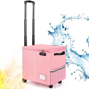 Fireproof File Box with Wheels, Collapsible Rolling Fireproof Document Bag with Lock, Fireproof Box with Handle & Casters, Mobile Fireproof Document Storage for Legal/Letter Size Files