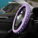 Road Comforts Bling Steering Wheel Cover Purple Diamond Design, Universal Fit 14.5-15 Inch, Microfiber Leather, Anti-Slip & Breathable Design for Men and Women