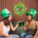 St. Patrick's Day Small Candle Rings, 8 Pcs Shamrock Wreaths with Glitter Shamrock Clovers for Table Centerpieces, Front Door, Wall, Window Indoor Outdoor Holiday Decor