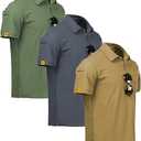 ZITY 3 Pack Mens Polo Shirt Short Sleeve Sports Performance Business Casual Golf Shirts for Men Collared Tactical T-Shirts L (Black, Brown, Light Green)