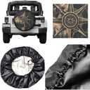 Retro Compass Spare Tire Cover Wheel Protectors Weatherproof Sun Protection Covers Universal for SUV Jeep Travel Trailer 15"