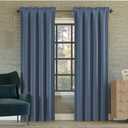 Sun Zero Oslo Theater Grade Extreme 100% Blackout Rod Pocket Curtain Panel, 52" x 63", Denim Blue