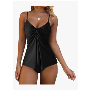 RXRXCOCO Womens Tankini Push Up Tummy Control Swimsuit Knot Front Bathing Suit, Size M