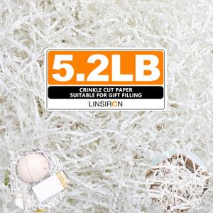 Crinkle Cut Paper Shred Filler, 5.2lb(83.2oz) White Crinkle Paper Grass Cushion Paper Streamer for Gift Box Basket Filler Christmas Wedding Birthday Handicraft Bridesmaid Wrapping Decoration