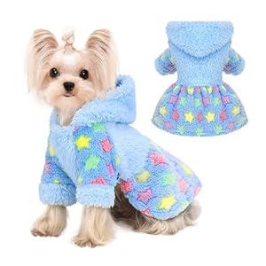 Dog Hoodie Sweater Winter Dog Clothes for Small Dogs Boy Girl Pet Sweater Dress for Dogs Cold Weather Coats Fall Puppy Sweatshirt Chihuahua Yorkie Cat Sweater Costumes (XX-Small (Chest 11in ), Blue)