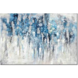 UTOP-art Abstract Wall Art Canvas Picture: Blue and Gray Artwork Modern Painting for Living Room (45 x 30 x 1 Panel)