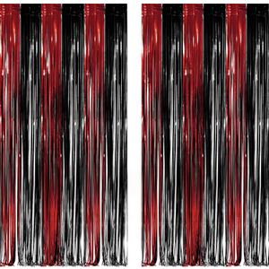 Black Red Party Streamers Backdrop  GREATRIL Foil Fringe Tinsel for Stranger/Friday Party/Halloween Party Decorations  3.2ft X 8.2ft  2 Packs