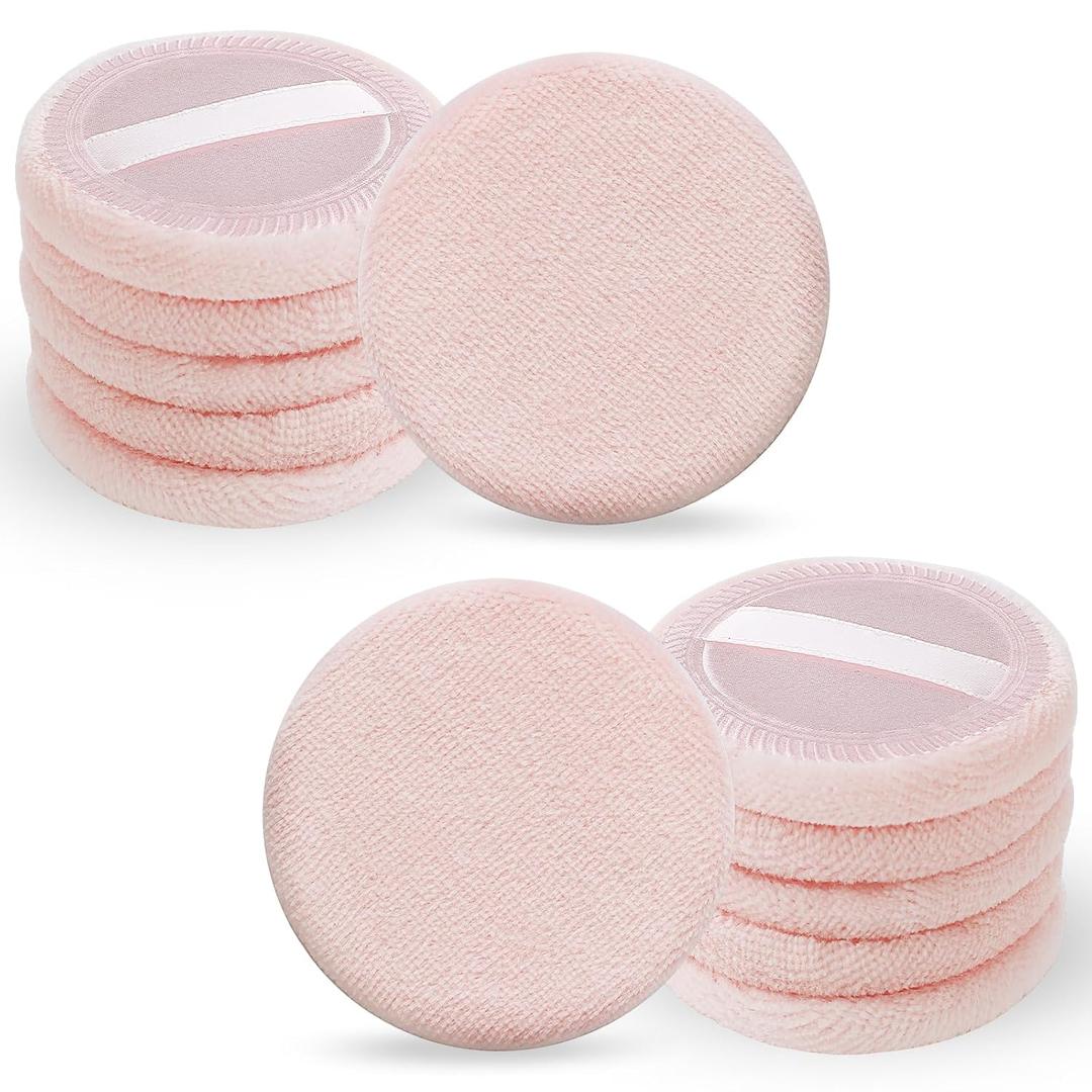 12 Pcs Round Powder Puffs Setting Powder Puff 2.3'' Cotton Cosmetic Puffs Velour Face Makeup Compact Makeup Sponge Cushion Puff Loose Powder Puff Make Up Sponges for Foundation Setting Powder