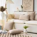 Home Brilliant Linen Pillow Covers 18x18 Set of 2 Burlap Decorative Beige Throw Pillows Cover for Couch Living Room, 18 x 18 inches, Light Linen