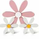 Spring Decor 3 Piece Wooden Flowers Boho Daisy Decor Handcrafted Shelf Sitters Tabletop Spring Flower for Tiered Tray Desk Home Office Kitchen Living Room Bedroom Pink