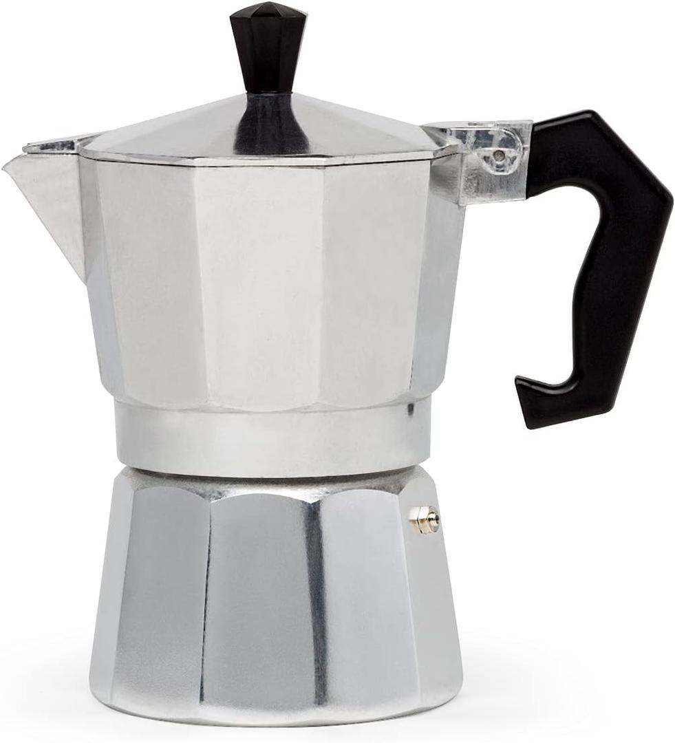 Primula Classic Stovetop Espresso and Coffee Maker, Moka Pot for Italian and Cuban Caf Brewing, Greca Coffee Maker, Cafeteras, 3 Espresso Cups, Silver