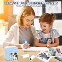 Mini Pocket Printer for iPhone/Android, Portable Mini Thermal Printering with 10 Rolls Non-Sticky Thermal Papers, Blue-Tooth Printers for Journal Memo Notes Photo Study, Blue