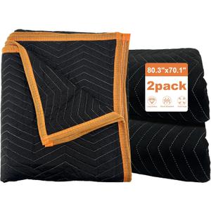 Large moving blankets, 80*72 inches, suitable for furniture moving protection and shipping packaging, quilted furniture pads, extra thick blankets for moving, heavy blanket (black) 2-pack.