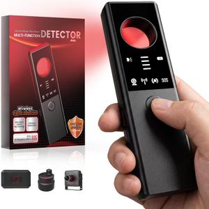 Hidden Camera Detectors - 6-in-1 GPS Tracker & Bug Detector, Anti-Spy Device, Portable Privacy Protector for Solo Users/Hotel/Office/Home/Car with Intrusion Alert & SOS Flash Alert, Black