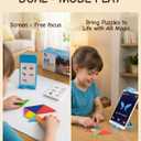 7 x STEM Toys for Kids Ages 4-6, AR Tangram Puzzles with 1000+ Combinations & 20 Cognitive Cards, Food-Grade Silicone Sensory Toy, Interactive Family Games & Meaningful Screen Time Alternative