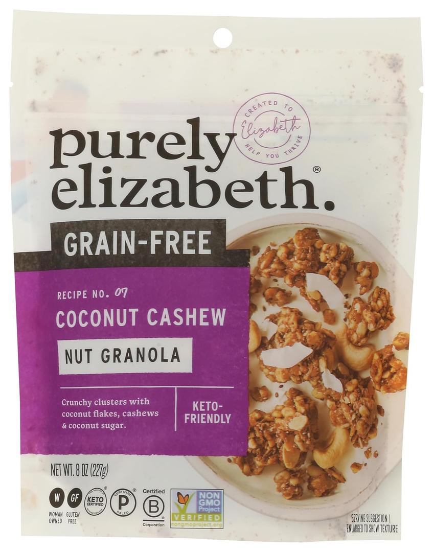 Purely Elizabeth, Coconut Cashew, Keto Granola, Grain-Free, Non-GMO, Paleo (8oz Bag) (EXP 04/10/26)