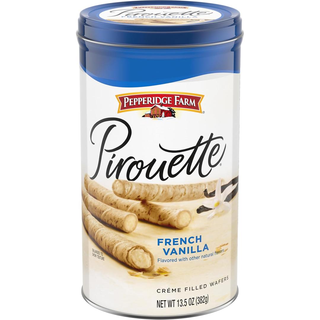2 x Pepperidge Farm Pirouette Cookies, French Vanilla Flavored Crme Filled Wafers, 13.5 Oz Tin (EXP 06/16/26)